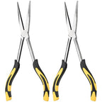 Premium Long Needle Nose Pliers-11’’, Paper Clamp Precision, High Carbon Steel, Soft Grip with Wire Cutter, Long Nose Cutting Pliers for Home, Fishing, Jewelry, Crafts,2pcs - style: Two-11in