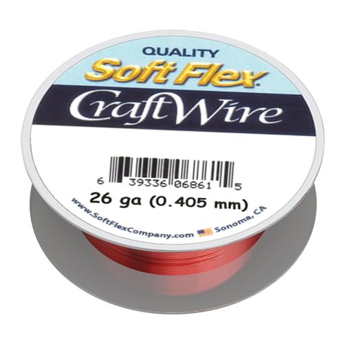 Soft Flex 26 Gauge Craft Wire - 27 Meters - Jewelry Wire with Tarnish Resistant Silver Plating - style: Red