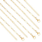 12 Pack Paperclip Chain Necklace Bulk Adjustable Gold Plated Stainless Steel Necklace Chains for Jewelry Making - color: Gold 20 Inches
