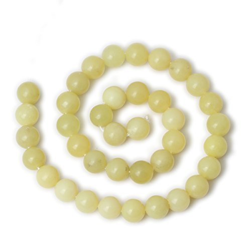 35PCS 10mm Natural Yellow Lemon Jade Gemstone Round Loose Beads for Jewelry Making DIY Findings 1 Strand 15" - color: Lemon jade, size: 10mm