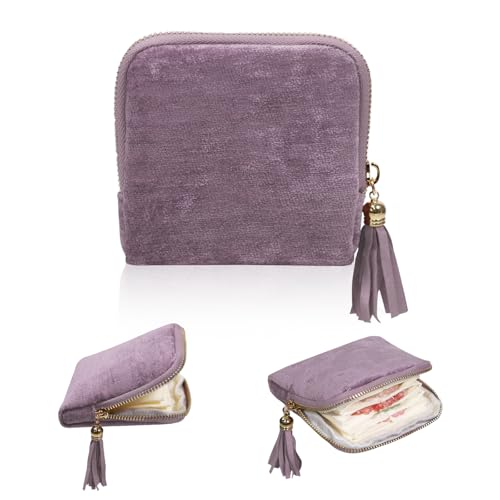 Stratalife Travel Jewelry Case - Portable Jewelry Organizer for Traveling Small Pouches for Bracelets Necklace Bangles Healing Crystal, Ring Storage with Zipper Gift for Women, Purple Tassel - color: Purple
