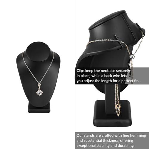 MOOCA Jewelry Display Set, Necklace Display Bust, Earring Organizer, Ring Holder Stand for Showcase and Store, Premium Fabric - color: 1) 8 piece. Black Faux Leather