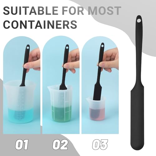 Gartful 6PCS Silicone Spatula Sticks, Non-Stick Epoxy Resin Mixing Sticks Scraper Tools, Reusable Stirring Rods for Resin, Paint, Waxing, Liquid, Arts Crafts Supplies, Facial Mask, Black - color: Black