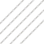 3.28 Feet Figaro Chains S925 Sterling Silver Chain for Jewelry Making, 3.5x1.5mm Figaro Links Permanent Bracelet Kit for Women Men Necklace Making - color: Silver-Figaro Chain