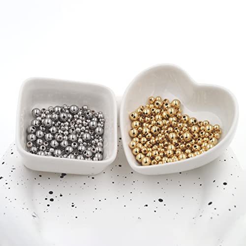 500pcs Silver Filled Spacer Beads that Do Not Fade Easily Smooth Round Beads Seamless Ball Beads Brass Loose Beads Metal Beads for DIY Necklace Bracelet Jewelry Making (Silver-2.5mm) - size: Silver-2.5mm