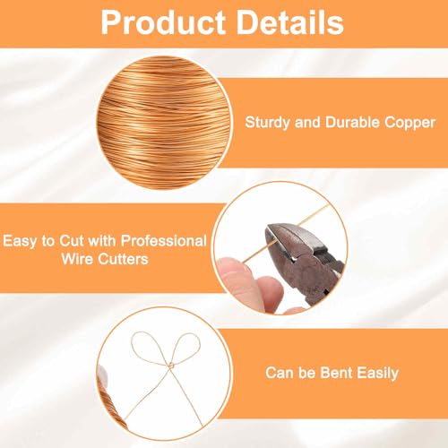 HARFINGTON Wire 328ft Length 26 Gauge Copper Craft Jewelry Wrapping Wire Tarnish Resistant Beading for Jewelry Making Supplies Crafting, Rose Gold - color: Rose Gold