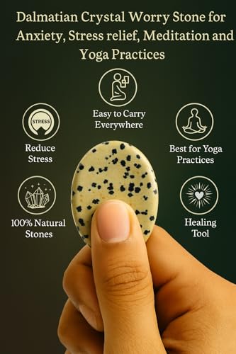 Dalmention Jespar Worrystone, Natural Thumb Stone for Anxiety Relief and Stress,Pocket Stone Crystals for Grounding,Meditation and Reiki Healing Polished Palmstone with Valvet Pouch - color: Dalmention