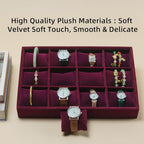 Jewelry Watch Tray, Purple Velvet Watch Jewelry Organizer 12 Grid, Stackable Watch Bracelet Bangle Display Holder, Adjustable Pillows, for Man Woman Show Birthday - color: Purple