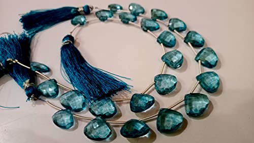 Natural London Blue Topaz Heart Shape Faceted 13-15 mm Graduated Gemstone Beads