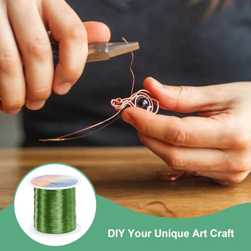 M METERXITY 0.3mm Jewelry Wire, 28 Gauge 328FT Craft Wire Copper Beading Wire for Jewelry Making/Planting/Weaving/DIY Crafting, Soft Metal Wires [100M, Green] - color: Green, size: 0.3mm 28 Gauge