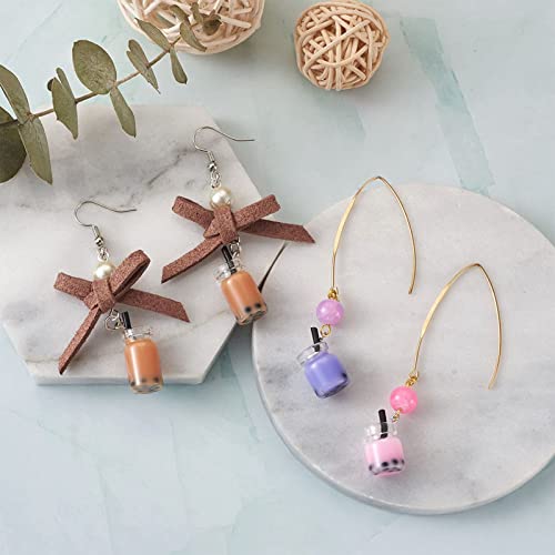 Cheriswelry Cup Cake Resin Pendants Lovely Food Sweet Dessert Dangle Charms Links Hanging Ornament with Metal Loop Fruit Pendants for Key Chains Bracelet Necklace Jewelry Making - color: Mixed Color Milk Tea