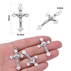 BronaGrand 50pcs Alloy Cross Charms Pendants Jewelry Rosary Cross Charms for DIY Bracelet Necklace Jewelry Making Findings,37×22mm - color: Silver