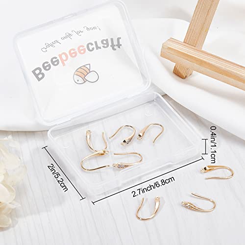 Beebeecraft 10Pcs/Box 18K Gold Plated Cubic Zirconia Earring Hooks Rhinestone French Ear Wires Hooks with Dangle Loop for DIY Jewelry Earring Making Findings - color: French Earring Hooks