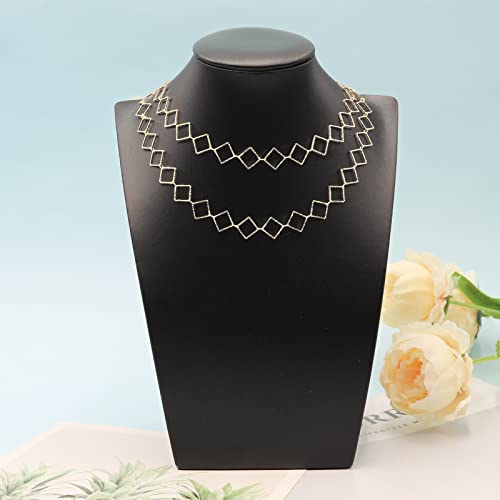 KYUNHOO 16.4 Feet KC Gold Plated Brass Jewelry Chain Bulk Handmade Embossed Square Link Chains for Jewelry Making Supplies Craft Chain Spool with Jump Rings and Lobster Claps - color: Embossed Square Gold