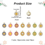 70Pcs Daisy Flower Charms 7 Color Alloy Enamel Sunflower Charms Spring Floral Pendants 11×11mm for Jewelry Making DIY Craft Necklace Bracelets Dangle Earring Keychain Bag