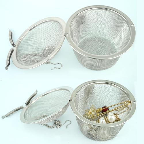 5 Pcs Ultrasonic Cleaner Baskets Stainless Steel Baskets Cleaning, Ideal Small Parts Jewelry Cleaning Watch Cleaning Basket Small Metal Mesh Basketfor Cleaning Jewelry and Small Parts - size: 3.4 Inch