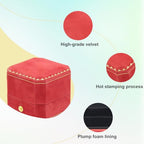 Jewelry Ring Box, Velvet Wedding Ring Box Small Travel Jewelry Box for Business, Engagement, Wedding, Bridesmaid and Mother's Day - Red - color: Ring Box-Red
