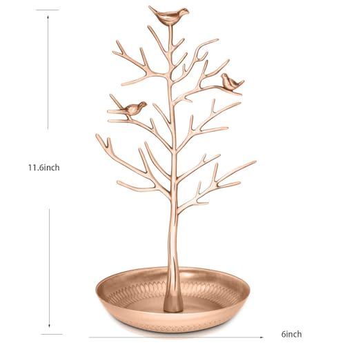 INVIKTUS Silver Birds Tree Jewelry Stand Display Earring Necklace Holder Organizer Rack Tower - color: antique bronze