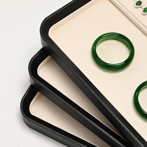 Oirlv Jewelry Display Tray for Vendors Velvet Jewelry Tray with Compartments for Rings and Bracelets(Beige) - color: Beige P21603