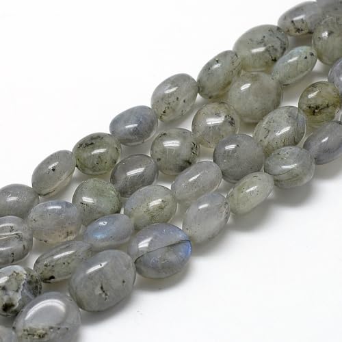 30-45Pcs/Strand Natural Labradorite Beads 15.7" Irregular Nuggets Stone Beads 8-15mm Gemstones Loose Spacer Bead for DIY Bracelet Necklace Jewelry Making Crafting - color: Labradorite
