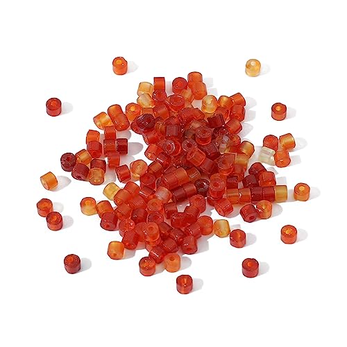 BEADIA Natural Red Agate Short Cylinder Beads 2x3mm 155pcs Tube Loose Semi Gemstone Beads for Jewelry Making Design - color: Red Agate