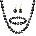 Gemstone Beaded Necklace for Women, Trendy 18K Gold Plated Hematite Natural Stone Bead Choker, Boho Handmade Summer Beach Necklaces for Women Everyday Western Jewelry Gifts - color: 04-Black Onyx
