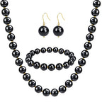 Gemstone Beaded Necklace for Women, Trendy 18K Gold Plated Hematite Natural Stone Bead Choker, Boho Handmade Summer Beach Necklaces for Women Everyday Western Jewelry Gifts - color: 04-Black Onyx