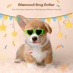 12 Inch Silver Bling Dog Collar - Diamond Metal Chain Necklace Dog Collar Medium, Non-Adjustable Rhinestone Necklaces for Medium Dogs - size: 12 inch