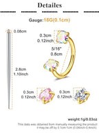QWALIT Piercing Taper Threadless Insertion Tool - Titanium Labret Pin 16g, 18g, 20g - color: 32- tool + horseshoe ring 18g -gold
