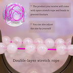 8mm Natural Gemstone Stretch Bracelet, Handmade Unisex Crystal Bracelets for Meditation, Yoga, Spiritual Healing & Positive Energy - color: Rose Quartz