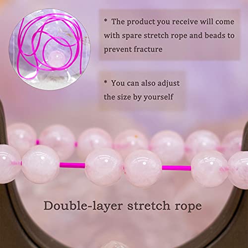 8mm Natural Gemstone Stretch Bracelet, Handmade Unisex Crystal Bracelets for Meditation, Yoga, Spiritual Healing & Positive Energy - color: Rose Quartz