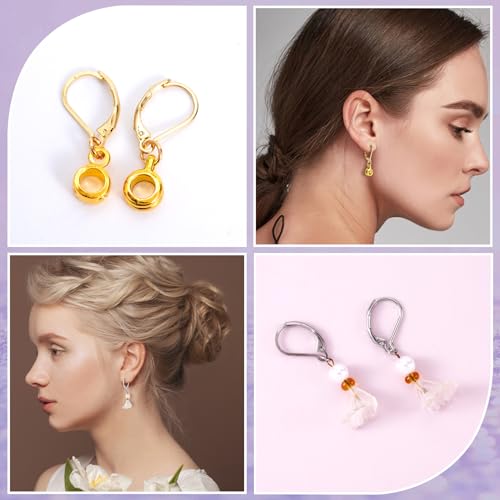 24 Pcs Leverback Earring Hooks, Stainless Steel Clasp Hoop, Hypoallergenic Dangles Earring Hooks, French Ear Wire Findings for Women, DIY Crafts, Jewelry Making (Gold, Silver) - color: Silver, Gold 24pcs