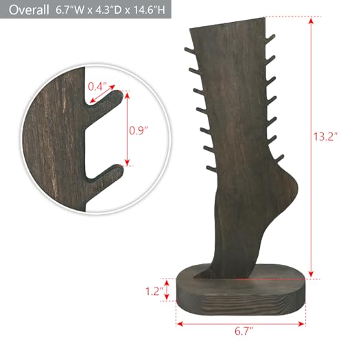 MOOCA 2 Pcs Set Two-Way Tabletop or Wall-Mountable Jewelry Display Natural Wood Foot-Shaped Bracelet Display, Anklets Display Storage, Wood Sturdy Base, Dark Brown Color - color: Dark Brown