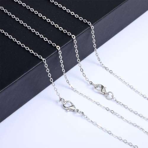 Hecila 20 Pack Necklace Chains Bulks Stainless Steel Necklace Chain with Lobster Clasps for Jewelry Making Silver Chain Necklaces 1.5mm Thin Cable Chains for Necklaces Pendants Making Supplies