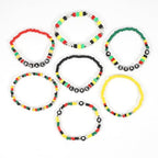 COLORFUL BLING 4th of July Bracelets for Women/Juneteenth African Beaded Stackable Layered Surfer Bracelets Rasta Jamaica Jewelry - color: stay love