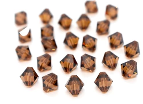 100pcs Authentic Preciosa 3mm (0.12 Inch) Small Faceted Bicone Crystal Loose Beads Smoked Topaz Yellow Compatible with Swarovski Elements Crystals for Jewelry Making Pre-B351 - color: Smoked Topaz, size: 3mm (0.12 Inch) - 100pcs