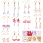 SUNNYCLUE 1 Box DIY 10 Pairs Glass Petal Charms Flower Pendants Earring Making Kit Glass Flower Beads for Jewelry Making Charms Round Linking Rings Faceted Beads Spring Earrings - color: Diy 10 Pairs Glass Petal Charms Earrings