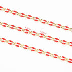 YOUBEIYEE Red Oil Drip Chain for Jewelry Making Gold Plated Brass Chain Roll with Jump Rings and Lobster Clasps Jewelry Supplies - color: Red