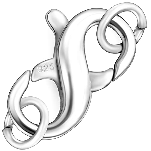 Dailyacc S925 Double Opening Lobster Clasp Sterling Silver and Gold Necklace Bracelet Extender Clasps and Closures for DIY Jewelry - color: Silver, size: 13mm × 7mm