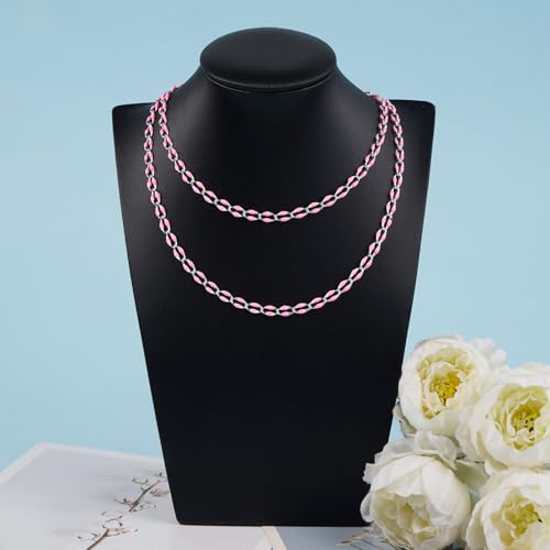 YOUBEIYEE 2 Meters Silver Plated Chain for Jewelry Making Pink Enamel Chain Roll Brass Chains Bulk with Jump Rings and Lobster Clasps - color: Pink Silver
