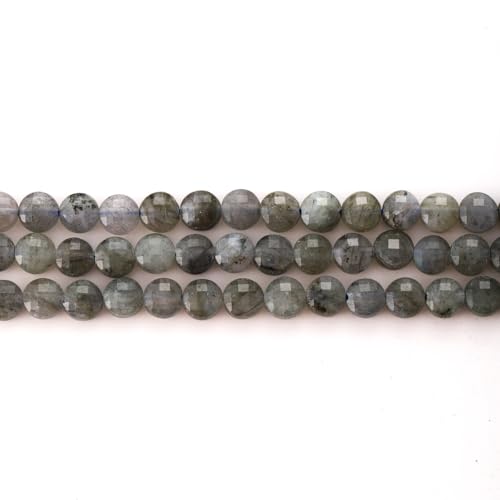 6mm Faceted Natural White Labradorite Stone Beads Coin Disc Gemstone Spacer Beads for Jewelry Making DIY Bracelet Necklace - color: White Labradorite