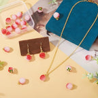 Craftdady Fruit Dangle Charms Pendants Cute Resin Food Pendants Apple Orange Pineapple Strawberry Pendants Lovely Vegetable Mushroom Charms for DIY Craft Earring Bracelet Necklace Jewelry Making - color: Pink Peach