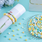 1 Box 500Pcs Acrylic Round Beads Frosted Bead Bulk 8mm Candy Color Silicone Acrylic Plastic Ball Pastel Matte Loose Spacer Beads for Jewelry Making Bracelets Necklaces Earrings Adults - color: Light Blue