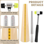 Bracelet Mandrel Sizer Set - Iron Hammer + Stainless Steel Graduated Round Mandrel, Ideal for Bracelet/Jewelry Making (DIY & Jewelry Makers)