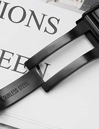 watchdives Watch Buckle 18mm/20mm/22mm Fold Safety Milled Clasp Replacement Stainless Steel Watchband Clasp (Black, 20mm) - color: Black, size: 20mm