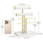 bussdis 3 Tier Bracelet Holder Display - White Leather Bracelet Holder, Detachable T Bar Jewelry Holder Organizer for Bracelet, Necklace, Earrings, Rings, Watches, Bangle - color: White