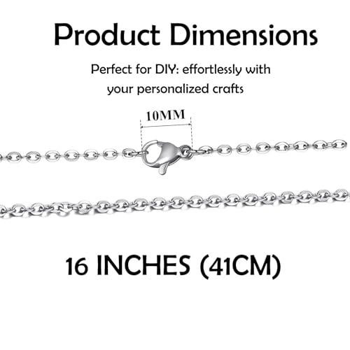 24 Pack Necklace Chains Stainless Steel Cable Chain Necklace Bulk for Jewelry Making, 16 Inches - color: 16 Inches