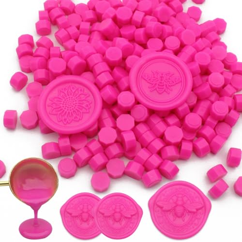 250pcs Wax Seal Beads Rose Pink, Andotopee Premium Sealing Wax Beads for Stamp Seals, Octagon Seal Stamp Pellets Refill Pack for Wedding Invitation, Letter Envelope, Scrapbook DIY & Bridal Crafts - color: Rose Pink