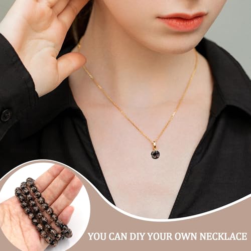100 Pieces 8mm Black BeadsTransparent Glass Beads, Small Round Matte Sea Glass Beads for Jewelry Making, Earring Spacer Beads,DIY Crafts Bracelets Necklaces Earrings - color: black