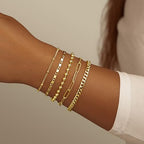 Gold Bracelets Set for Women Stack, Chunky Thick Bracelets Stack for Women Trendy, Simple Dainty Thin Gold Plated Cuff Stackable Bracelets With Beaded Cuban Paperclip Snake Rope Bangle Hand Chain Jewelry - style: Style 03-gold